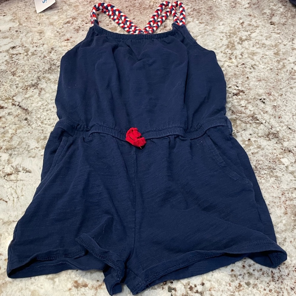 3T red white and blue romper
